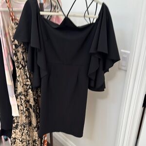 Chic Black Off-Shoulder Dress with Ruffles